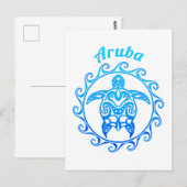 Carte Postale Tortue bleue Aruba (Devant / Derrière)