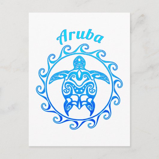 Carte Postale Tortue bleue Aruba (Devant)