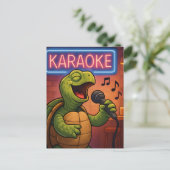 Carte Postale Tortue chanteuse Karaoke (Debout devant)