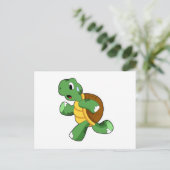 Carte Postale Tortue comme joggeur à la course (Debout devant)