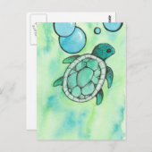 Carte Postale Tortue de mer (Devant / Derrière)