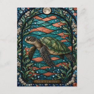 Carte Postale Tortue de mer Corail Eaux peu profondes Illumina V