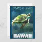 Carte Postale Tortue de mer d'Hawaii Artiste (Devant / Derrière)