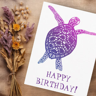 Carte Postale Tortue de mer JOYEUSE ANNIVERSAIRE ! Violet