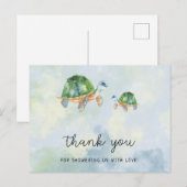 Carte Postale Tortue de mer - remerciement pour baby shower (Devant / Derrière)