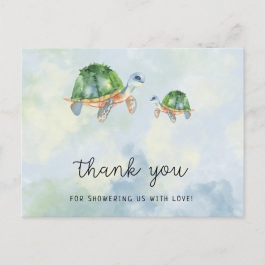 Carte Postale Tortue de mer - remerciement pour baby shower (Devant)