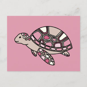 Carte Postale Tortue de mer rose