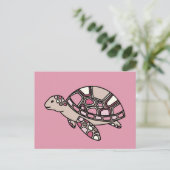 Carte Postale Tortue de mer rose (Debout devant)