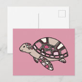 Carte Postale Tortue de mer rose (Devant / Derrière)