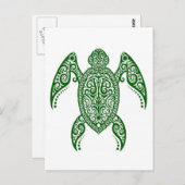 Carte Postale Tortue de mer verte complexe sur blanc (Devant / Derrière)