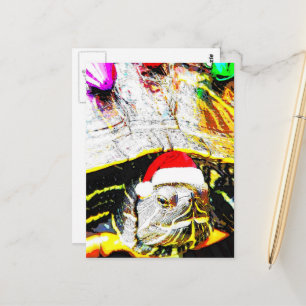 Carte Postale Tortue de Noël mignonne et adorable