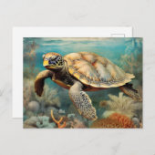 Carte Postale Tortue Des Rives Tranquilles (Devant / Derrière)