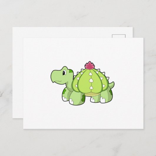 Carte Postale Tortue en cactus (Devant / Derrière)