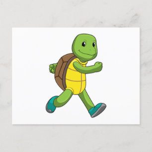 Carte Postale Tortue en coureur à la course
