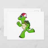 Carte Postale Tortue en coureur avec casquette (Devant / Derrière)
