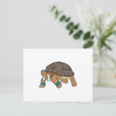 Carte Postale Tortue en coureur avec serviette (Debout devant)