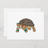Carte Postale Tortue en coureur avec serviette (Devant / Derrière)