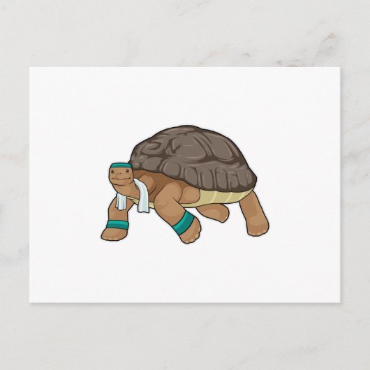 Carte Postale Tortue en coureur avec serviette (Devant)