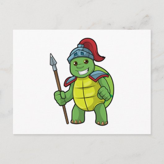 Carte Postale Tortue en Guerrier avec Lance & Casque (Devant)