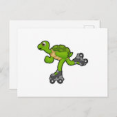 Carte Postale Tortue en patinage avec roulettes (Devant / Derrière)