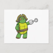 Carte Postale Tortue en pirate avec main crochue et cache-œil (Devant)