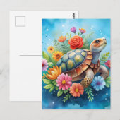 Carte Postale Tortue florale (Devant / Derrière)