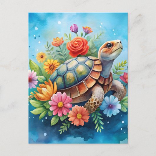 Carte Postale Tortue florale (Devant)