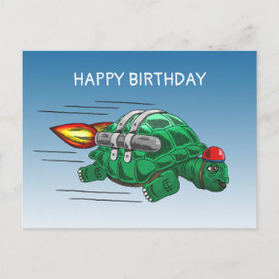 Carte Postale Tortue Fusée Rapide