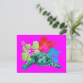 Carte Postale Tortue Hibiscus d'Hawaii (Debout devant)