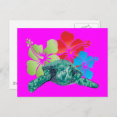 Carte Postale Tortue Hibiscus d'Hawaii (Devant / Derrière)