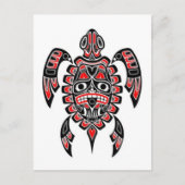 Carte Postale Tortue marine de l'esprit haïda rouge et noire (Devant)