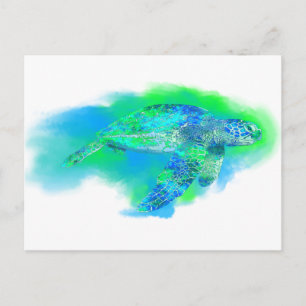 Carte Postale Tortue Marine Nageant