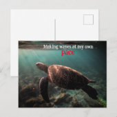 Carte Postale Tortue marine verte nageant sous l'eau (Devant / Derrière)