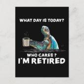 Carte Postale Tortue Mer Avec Café Quel Jour S'Occupe-T-Il ? (Devant)