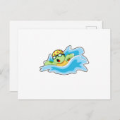 Carte Postale Tortue nageant dans l'eau (Devant / Derrière)