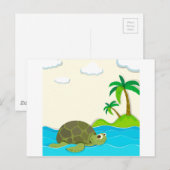 Carte Postale Tortue nageant dans l'océan (Devant / Derrière)