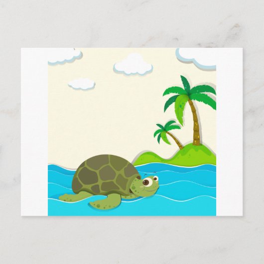 Carte Postale Tortue nageant dans l'océan (Devant)