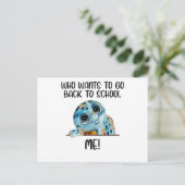 Carte Postale tortue qui veut retourner à l'école (Debout devant)