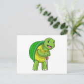 Carte Postale Tortue retraité avec canne (Debout devant)