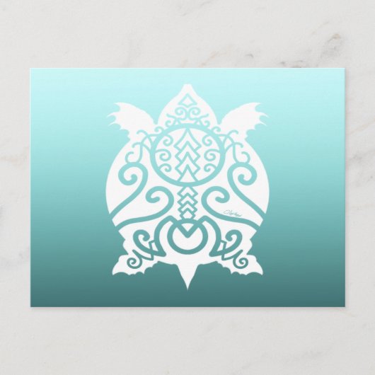 Carte Postale Tortue Snapper Silhouette Blanche (Devant)