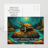 Carte Postale Tortue Solitaire Anniversaire d'un Ami à Distance (Devant / Derrière)