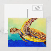 Carte Postale tortue verte (Devant / Derrière)