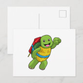 Carte Postale Tortue volant avec fusée (Devant / Derrière)