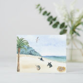 Carte Postale Tortues de mer Aquarelle d'éclosion pour bébés (Debout devant)