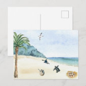 Carte Postale Tortues de mer Aquarelle d'éclosion pour bébés (Devant / Derrière)