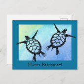Carte Postale Tortues de mer Joyeux Anniversaire (Devant / Derrière)