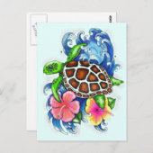 Carte Postale Tortues de mer tropicales (Devant / Derrière)