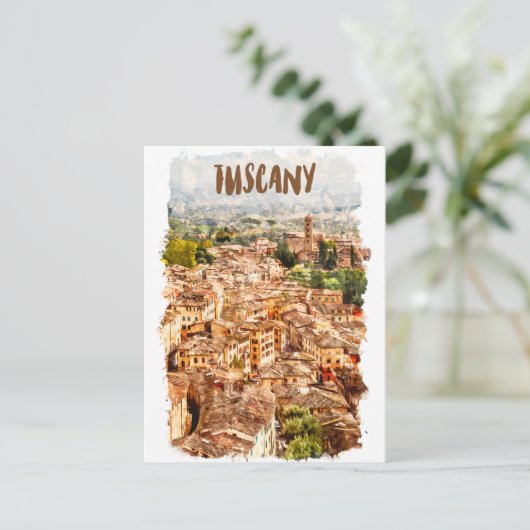 Carte Postale Toscane Italie Aquarelle Vue (Debout devant)