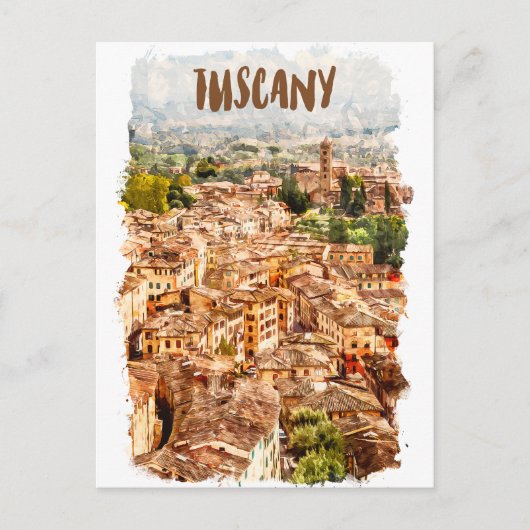 Carte Postale Toscane Italie Aquarelle Vue (Devant)