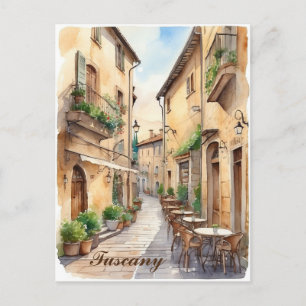 Carte Postale Toscane Italie Café toscan Aquarelle Voyage